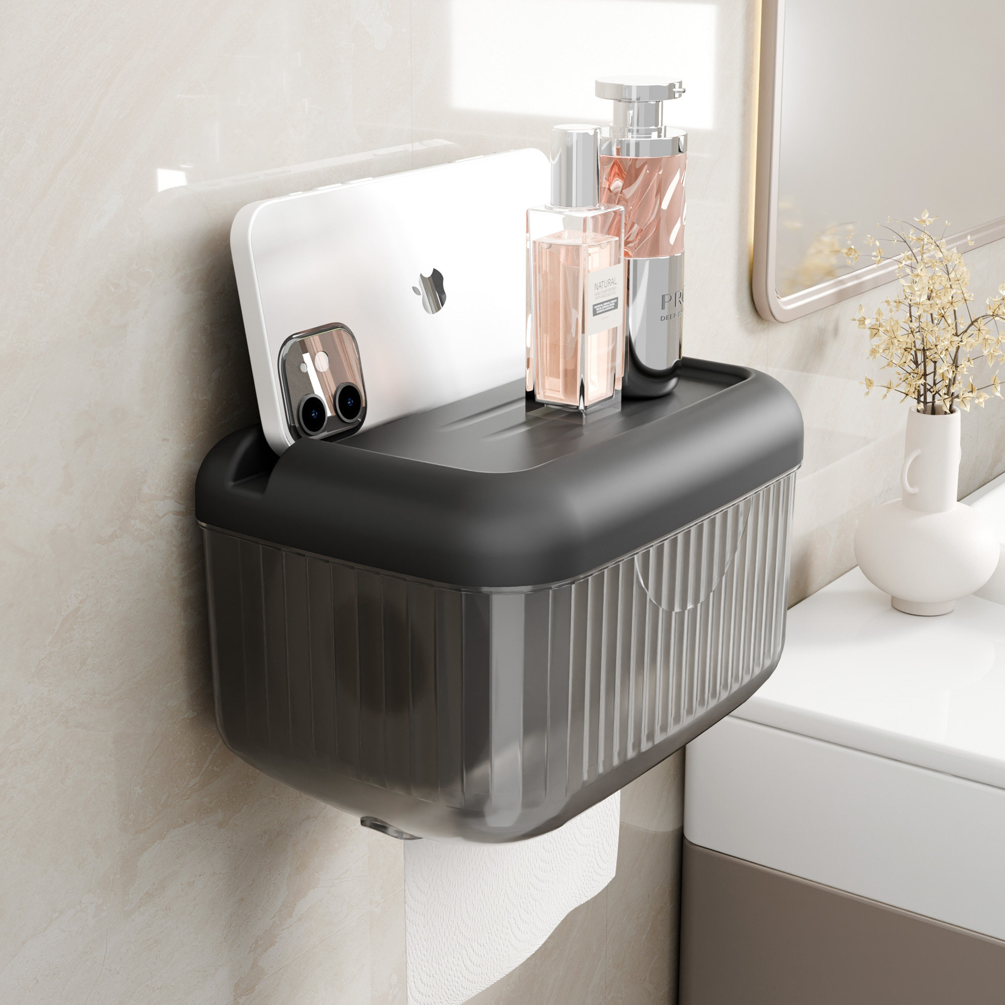 卫生间厕纸盒抽纸卷纸架壁挂式厕所纸巾盒卫生纸置物架防水卷纸器