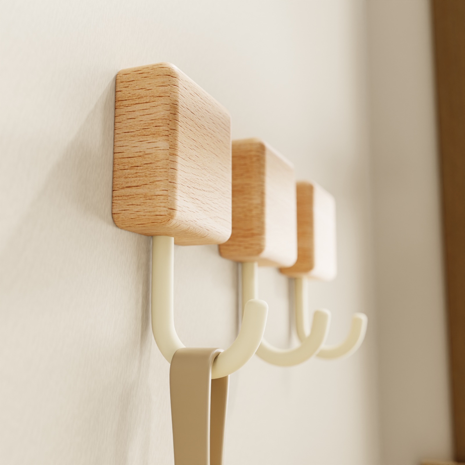 免打孔创意墙上奶油风挂钩渔将