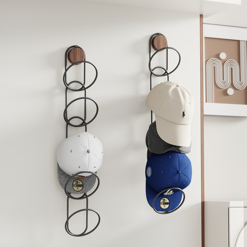 胡桃木吸盘帽子收纳神器免打孔围巾帽子置物架门后包包挂钩衣帽架