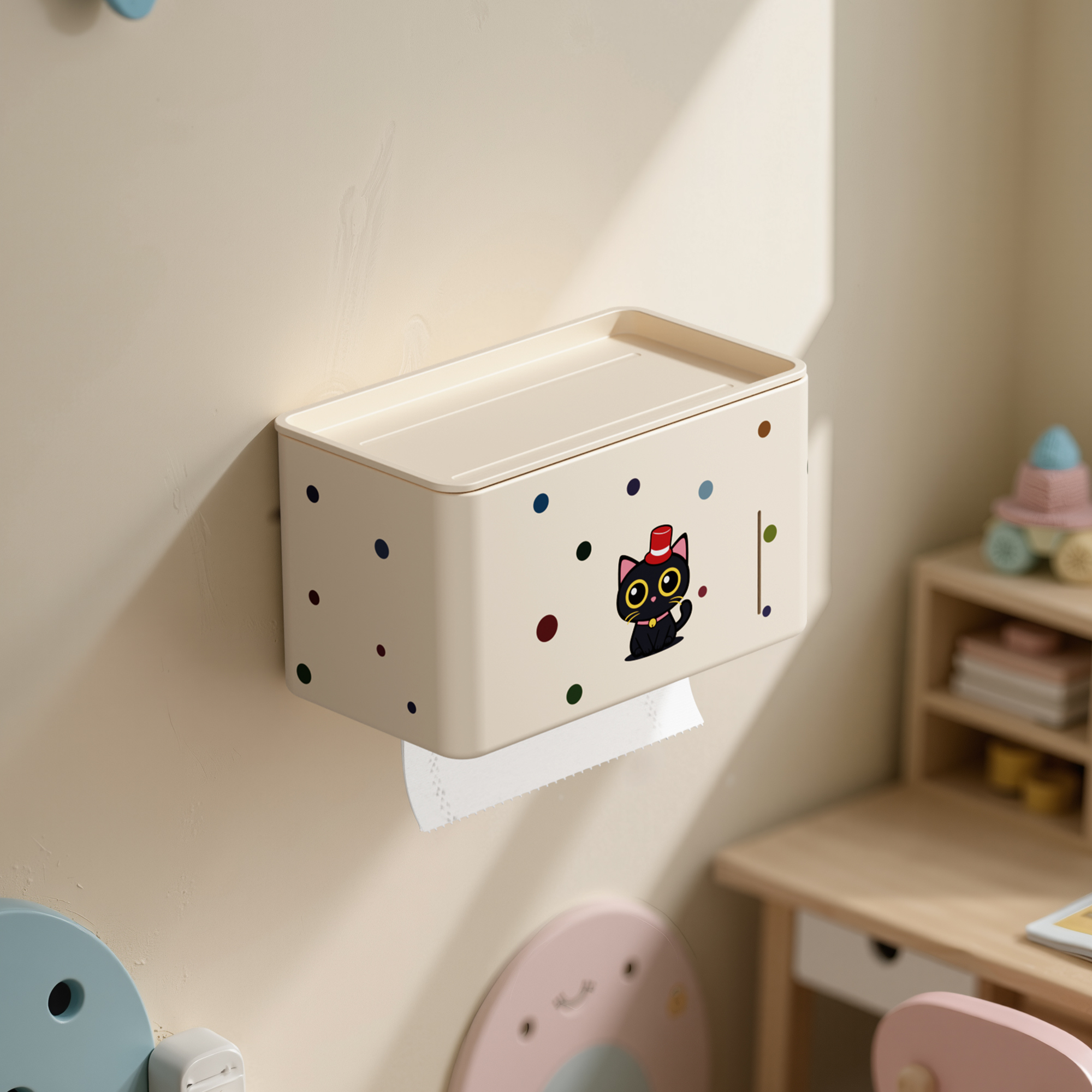 家用卫生间可爱猫咪纸巾盒置物架