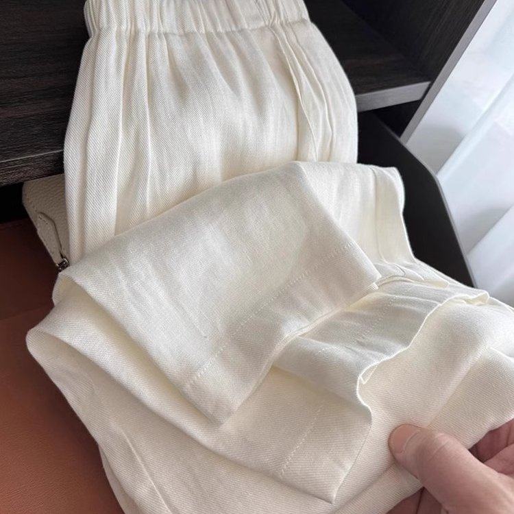 大码女装松紧腰白色棉麻阔腿裤春季薄款胖妹妹宽松显瘦休闲直筒裤,女装/女士精品,休闲裤,淘宝优惠券,粉丝福利购,淘宝优惠卷