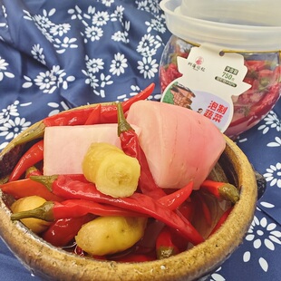重庆四川老坛泡菜红泡椒二荆条泡姜泡萝卜海椒组合酸菜750g坛装