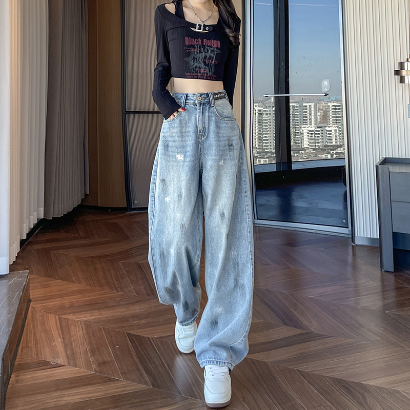 美式复古弯刀牛仔裤女春季2025年