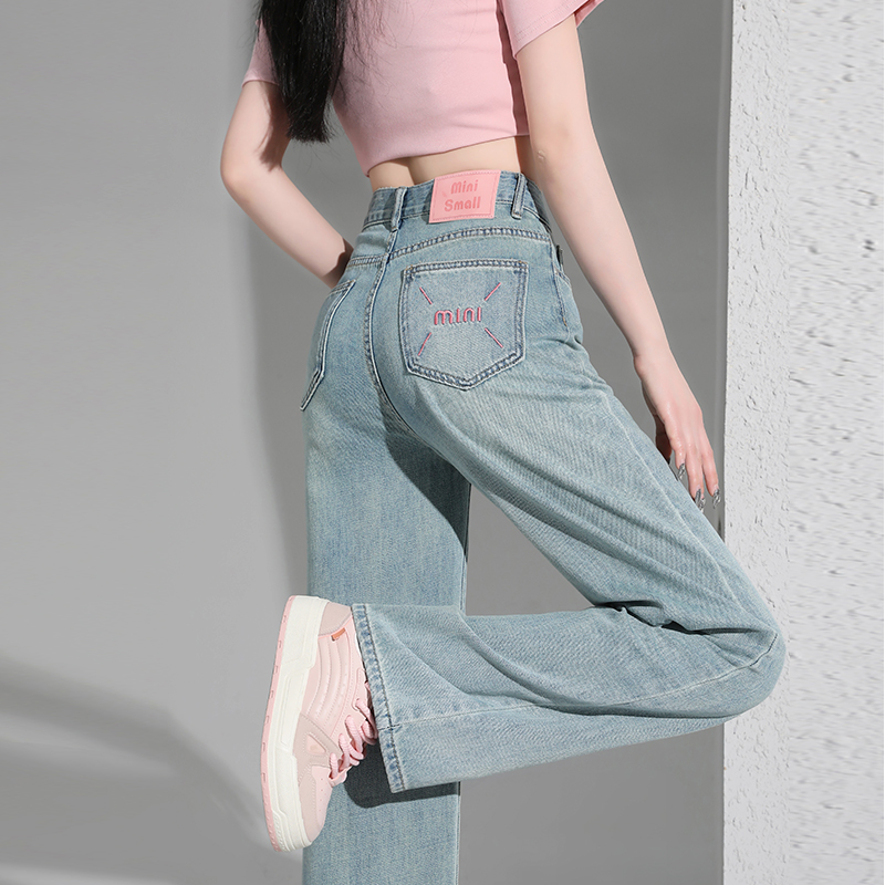 高腰窄版阔腿牛仔裤女2025新款