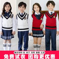 儿童合唱演出服中小学生红色合唱团大合唱服装马甲套装朗诵合唱服