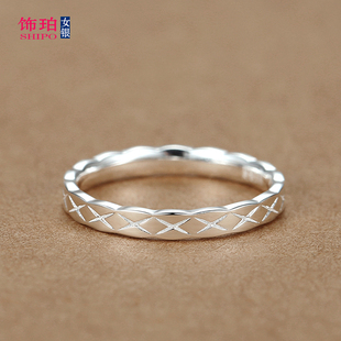 999纯银戒指女士小众设计高级感单身闭口轻奢食指足银指环女时尚