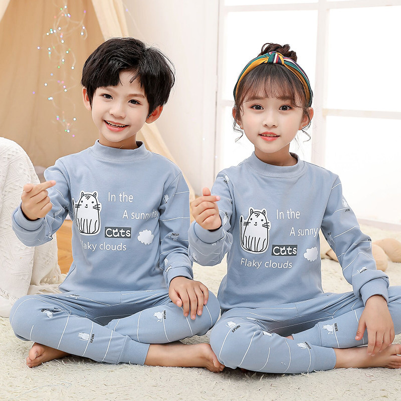 儿童睡衣女孩秋季纯棉女童秋衣秋裤套装全棉内衣女宝宝秋天线衣裤