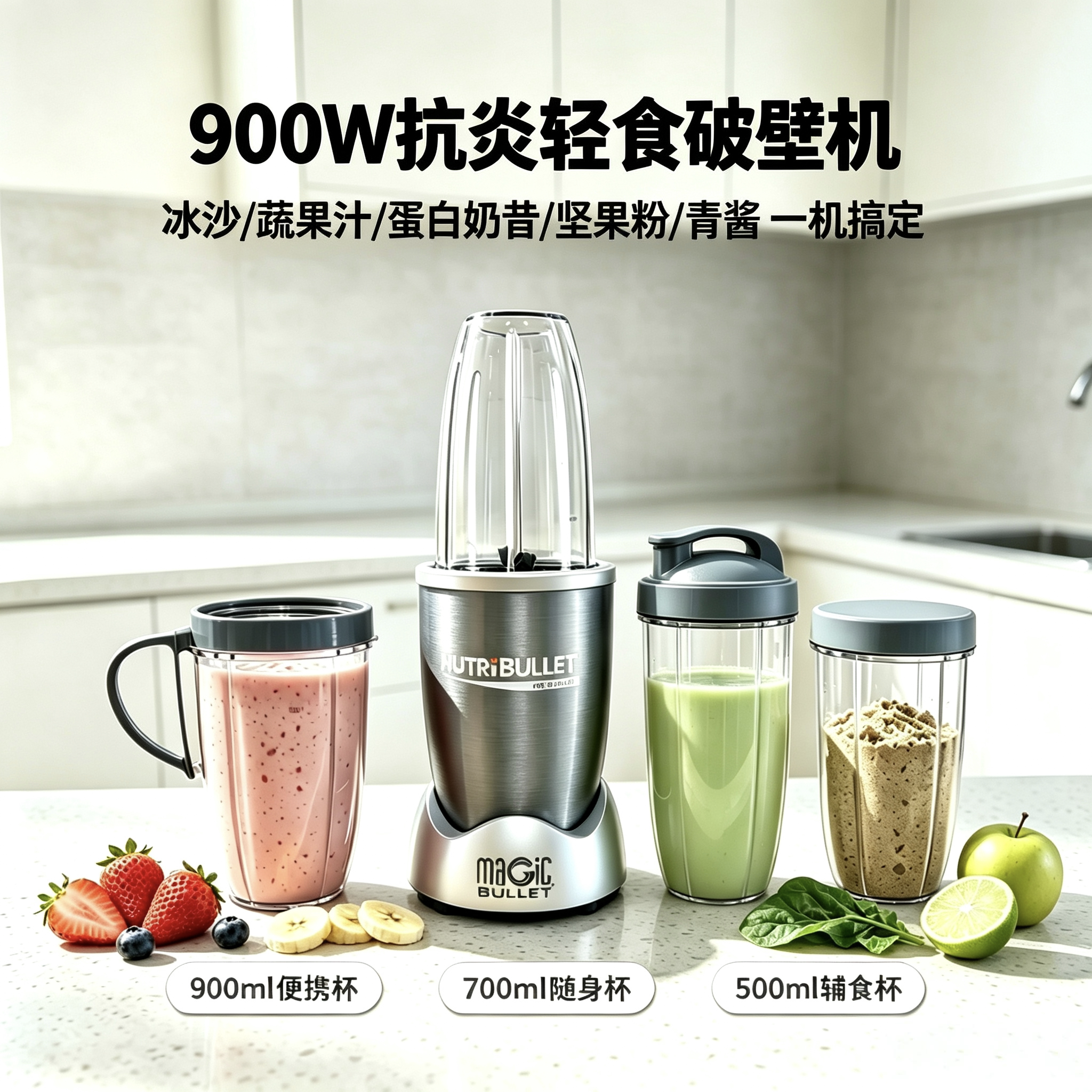 nutribullet pro900Wblender家用小型抗炎榨汁破壁果蔬奶昔冰沙机