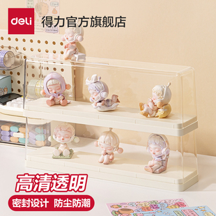 得力盲盒收纳展示架透明陈列架手办盒大容量展示柜泡泡玛特收纳盒