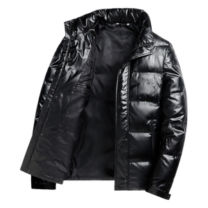 雪中飞2024冬新款男士爸爸款短款立领羽绒服商务休闲纯色百搭
