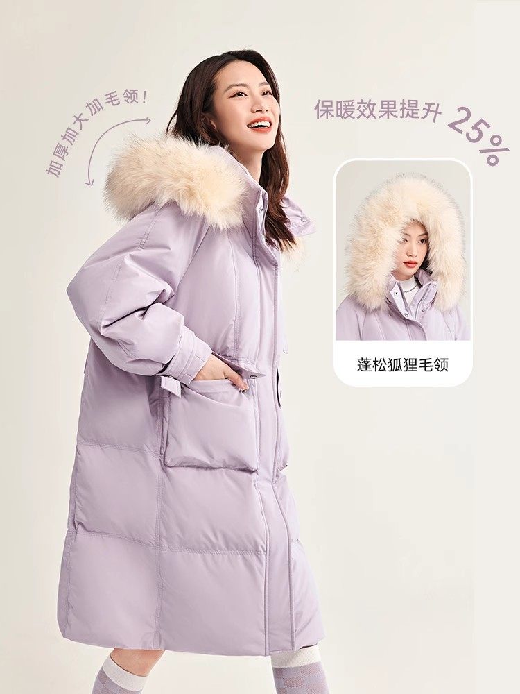 雪中飞 大毛领 女式中长款羽绒服 88VIP会员折后￥274.5包邮 4色可选 淘金币可抵扣10.99元