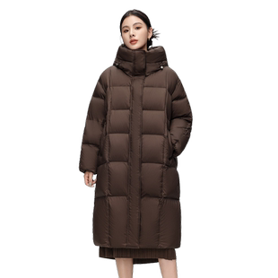 雪中飞2025冬新款女装长羽绒服连帽韩版廓形高充绒泡芙蓬松保暖F