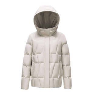 雪中飞2026春新款女士短款连帽羽绒服时尚简约分格保暖咖棕H版
