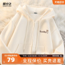 开衫 雪中飞卫衣外套女款 初中生女外穿运动连帽短款 2025新款 秋季
