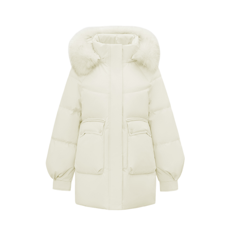 狐狸毛领羽绒服雪中飞可脱卸帽