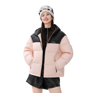 雪中飞2025冬新款男女情侣款短款连帽羽绒服加厚泡芙休闲时尚暖