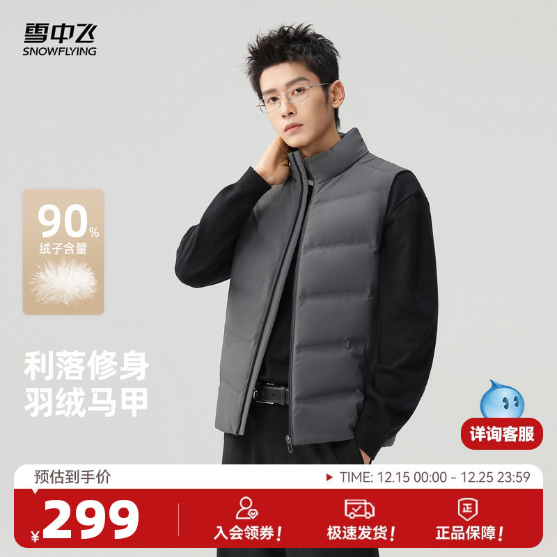 雪中飞2025冬新款时尚羽绒马甲男士休闲时尚商务内搭马夹背心