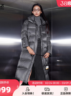 雪中飞2026年冬季钛轻系列女士长款羽绒服高充绒高级保暖时尚黑色