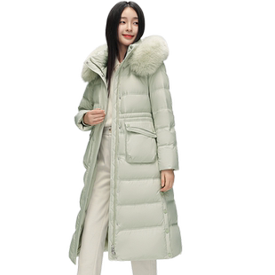 雪中飞2026秋冬女士长款连帽羽绒服狐狸毛加厚大毛领温柔文艺外套
