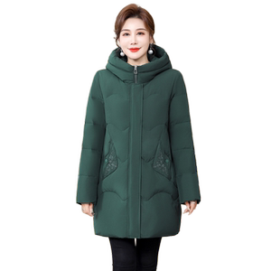 雪中飞2024秋冬新款女中老年妈妈长款连帽羽绒服简约舒适抗风保暖