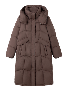 长款羽绒服雪中飞连帽立领