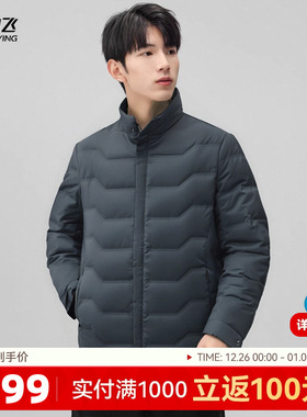 雪中飞2025冬新款鸭绒填充舒适冬季商务休闲波浪纹立领男羽绒服W