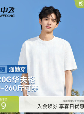 雪中飞美式t恤男2026新款宽松华夫格圆领短袖青少年休闲体恤夏PCD