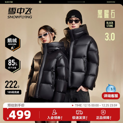 雪中飞黑曜石鹅绒羽绒服