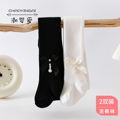 女童连裤袜春秋薄款儿童打底外穿秋季韩版宝宝连脚婴儿针织直条