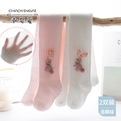 女童连裤袜夏季网眼超长耳朵兔