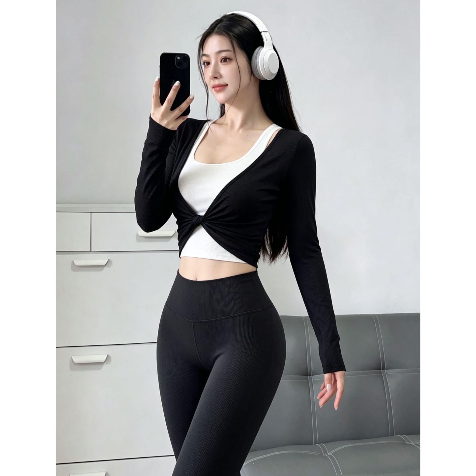 女士7A抑菌扭结亲肤瑜伽上衣