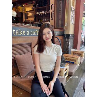 lulu同款All It Takes罗纹速干短袖夏季圆领裸感修身瑜伽运动T恤