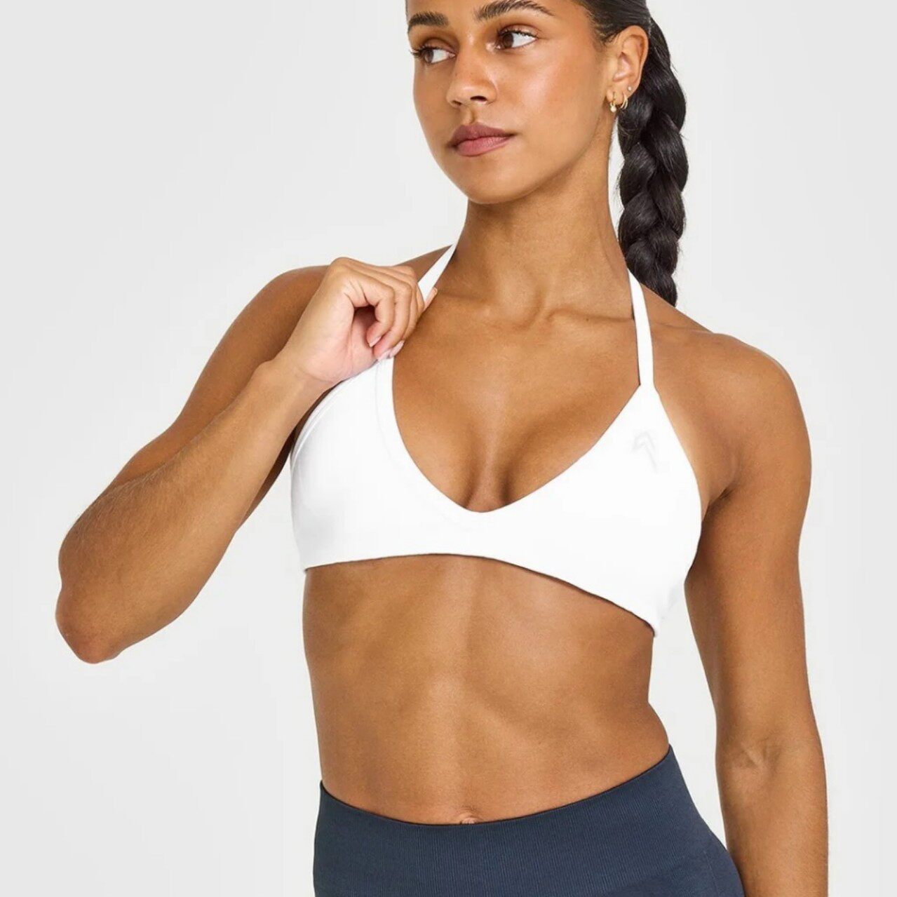 跨境速干带胸垫健身吊带女高弹瑜伽背心v领挂脖运动文胸bra