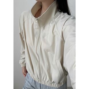 瑜伽服外套 歐美速干立領運動外套女拉鏈防風戶外跑步健身長袖