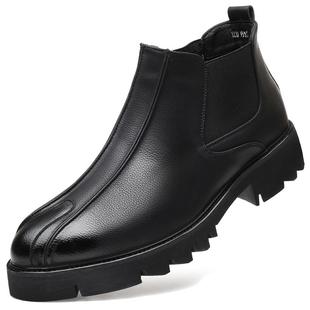 亚王皮鞋男士高邦鞋马丁靴男士增高休闲厚底高帮英伦增高发型师鞋