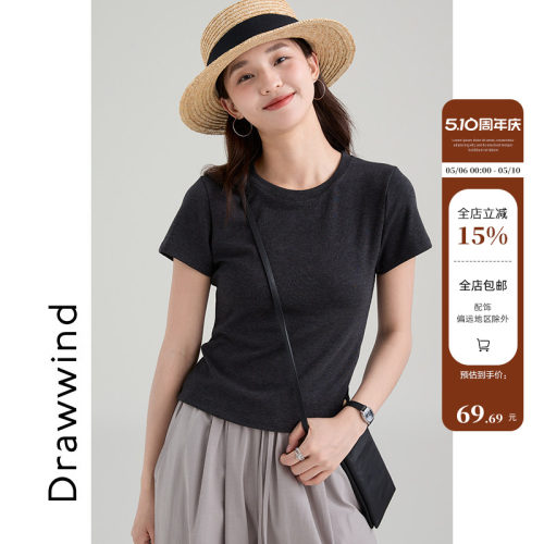画风drawwind圆领短袖T恤女