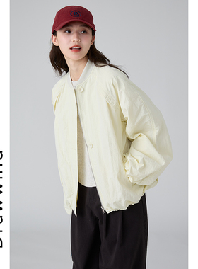 画风drawwind棒球服外套女2025新款秋季薄款休闲宽松立领夹克上衣