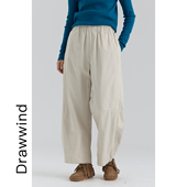 松紧腰直筒阔腿裤 女宽松纯色百搭春季 休闲裤 画风drawwind2026新款