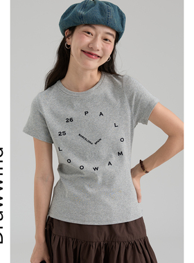 16-3/23 00:00 95折画风drawwind春季新款植绒时钟印花短袖T恤