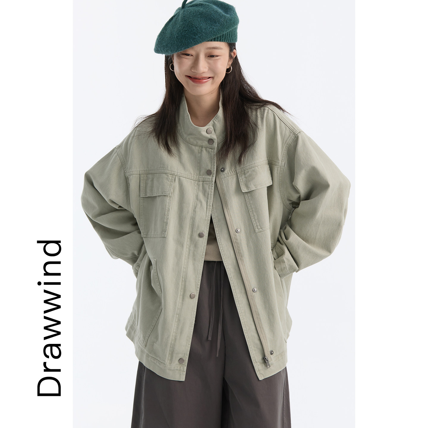 画风drawwind纯棉多口袋工装夹克图片