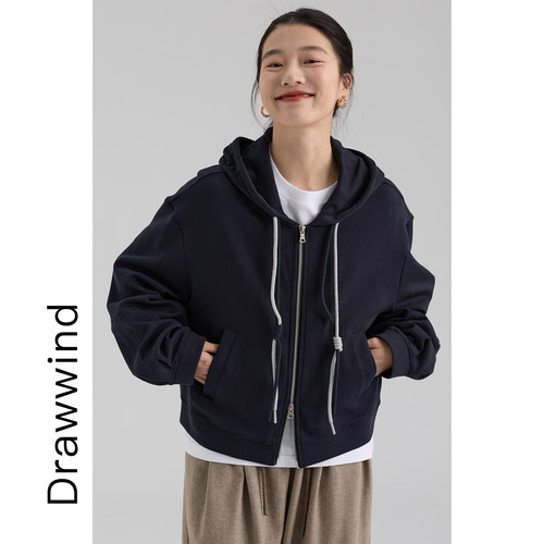 画风drawwind双拉链连帽卫衣外套