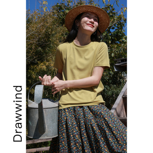 果冻T恤女宽松纯色圆领正肩短袖 上衣 新款 画风drawwind2026春夏季