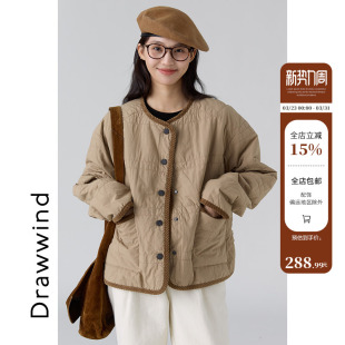 画风drawwind羊毛棉服女2025新款 秋冬休闲宽松小个子保暖棉衣外套