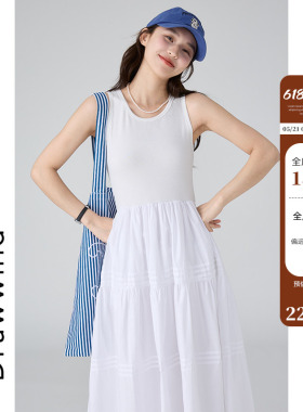 画风drawwind白色连衣裙女2026新款夏季无袖设计感气质背心长裙子