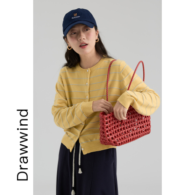 画风drawwind撞色条纹针织开衫