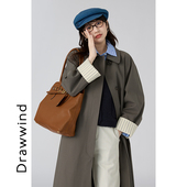 休闲宽松大衣长款 画风drawwind翻领风衣外套女新款 春秋韩版