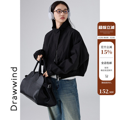 画风美式夹克外套女短外套