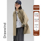 全棉纯色中长款 画风drawwind2026春季 新款 单排扣小翻领风衣外套女