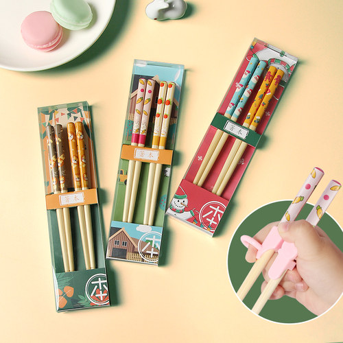 儿童筷子二段卡通竹筷