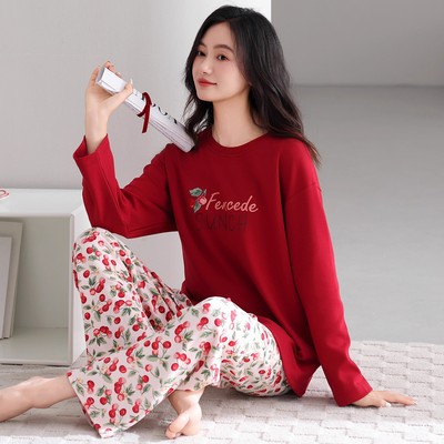 睡衣女款春秋纯棉长袖秋季红色本命年喜庆2025新款马年家居服套装